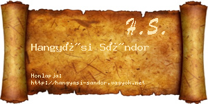 Hangyási Sándor névjegykártya